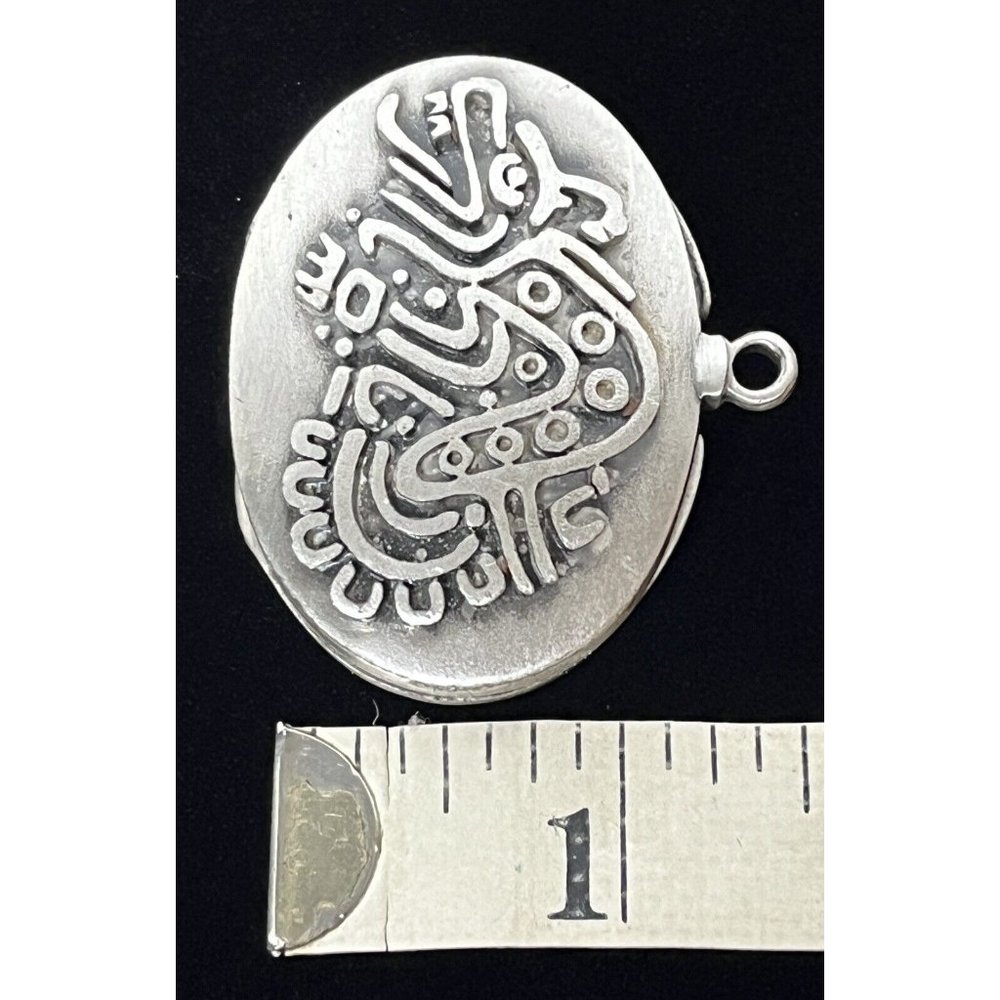 Cachet Vintage Silvertone Solid Perfume Tribal Dr… - image 5